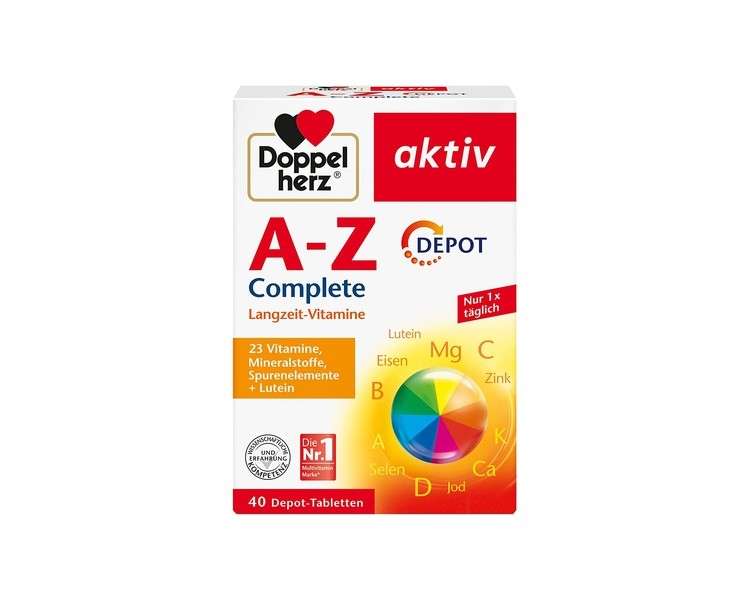 Doppelherz A-Z Complete DEPOT with 23 Vitamins, Minerals, Trace Elements and Lutein 40 Retard Tablets