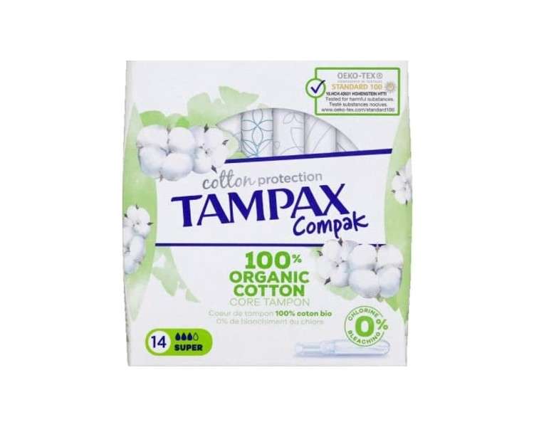 Tampax Compak Cotton Protection Super Tampons with Applicator 14 Pieces