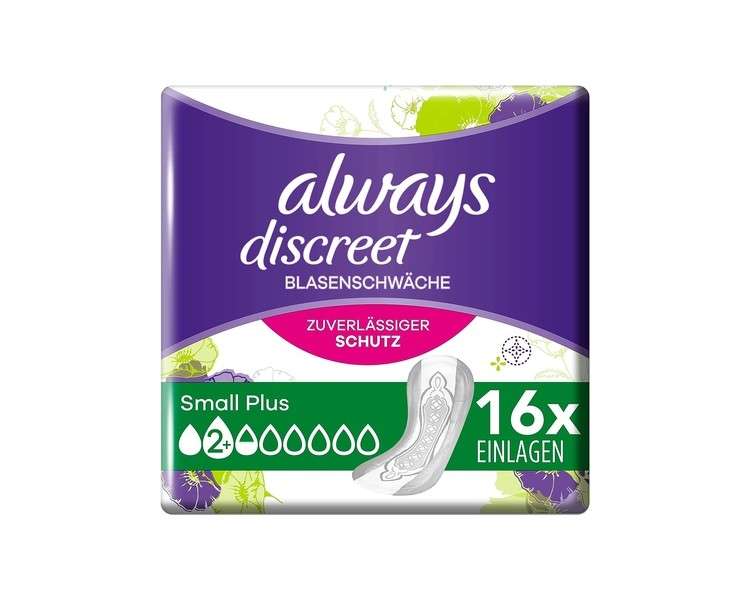 Always Discreet Incontinence Liners Small Plus 16 Pads