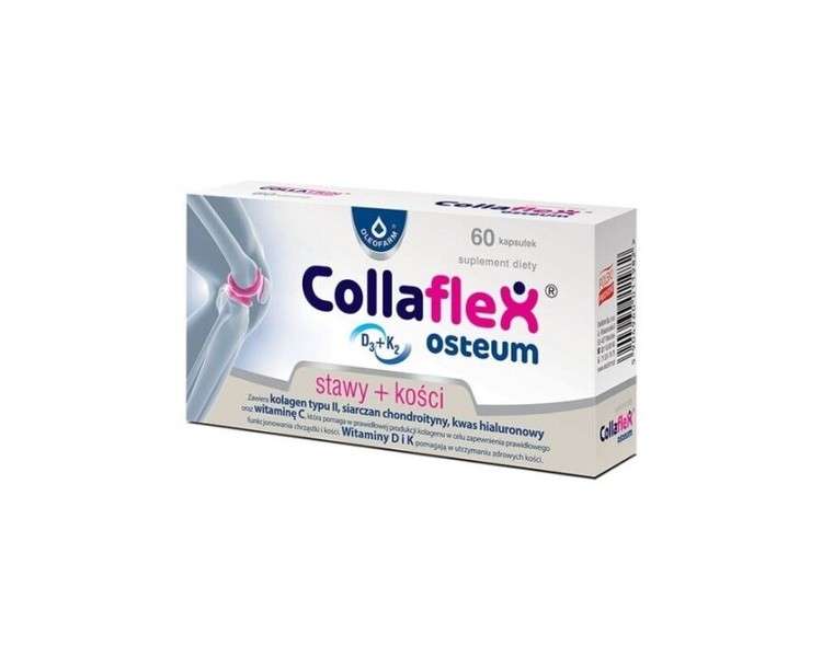 Collaflex Osteum 60 Capsules Collagen Type II Hyaluronic Acid Vitamin C D Riboflavin