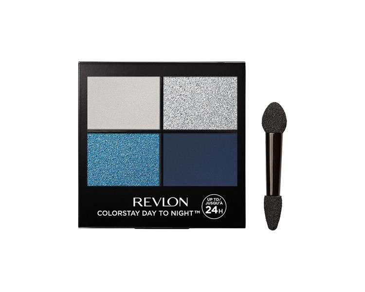 Revlon ColorStay Day to Night Eyeshadow Quad 16HR Wear 4.8g Matte and Shimmer Finish Gorgeous 580 Unisex Cool Blues