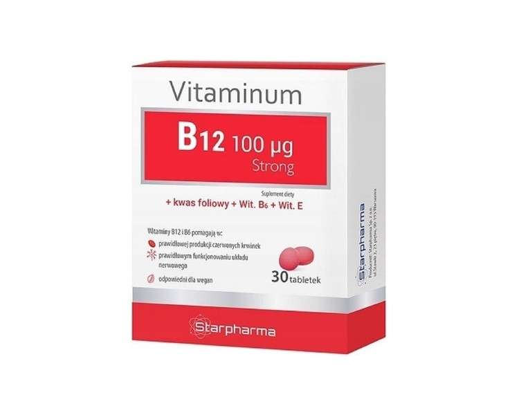 Starpharma Vitamin B12 100mcg STRONG with Folic Acid, Vitamin B6, and Vitamin E - Support for Energy Metabolism