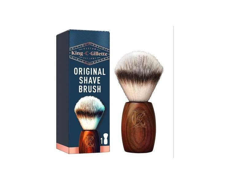 King C. Gillette Beard Care Shaving Brush for Men with Soft Bristles and Wooden Handle - Barber-Level Shaving Experience - Gift for Men