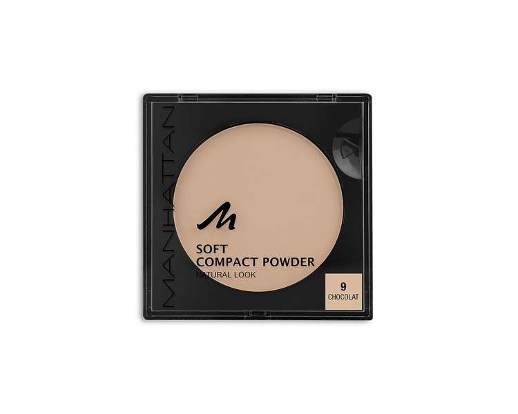 Manhattan Soft Compact Powder Light Compact Powder with Powder Puff for a Matte, Even Complexion Color Chocolate 9