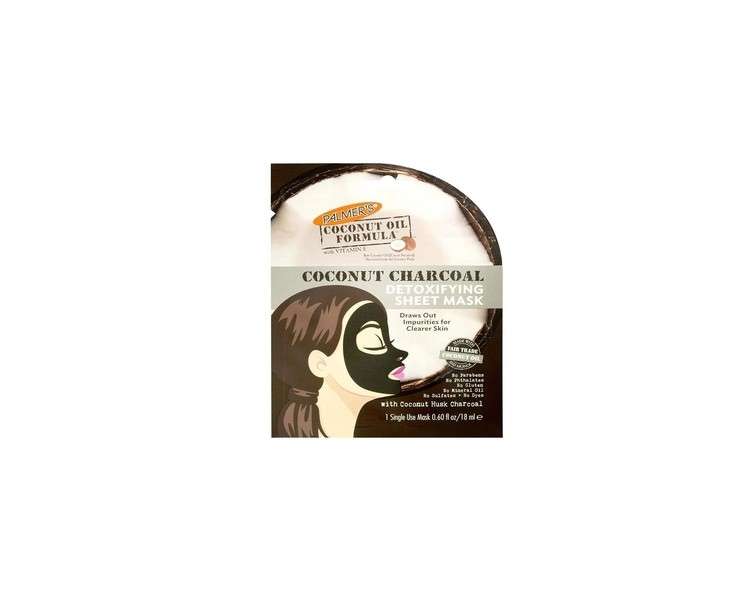 Palmer's Coconut Charcoal Detoxifying Sheet Mask for Women 0.6 Ounce