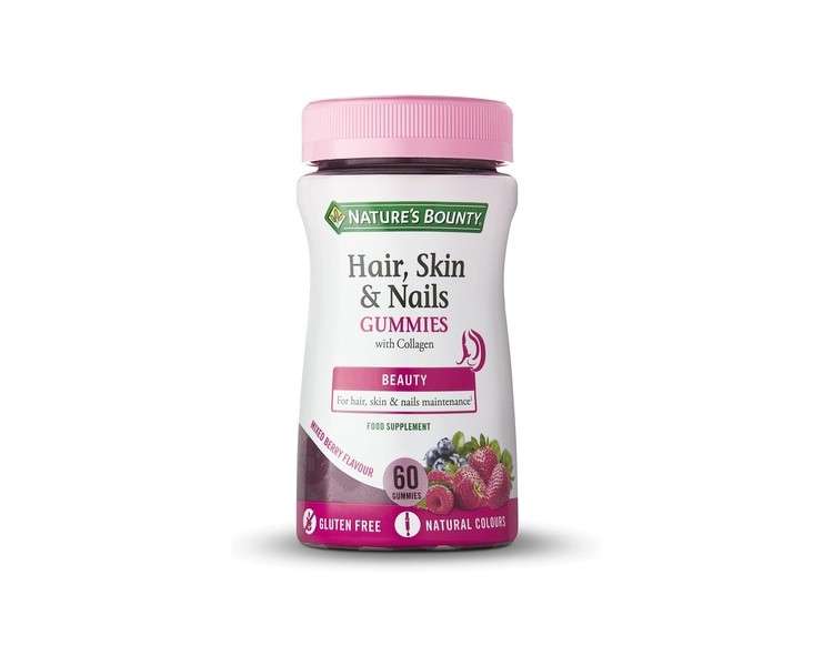 Nature's Bounty Hair Skin and Nails Gummies with Collagen and Biotin Zinc Copper 60 Count