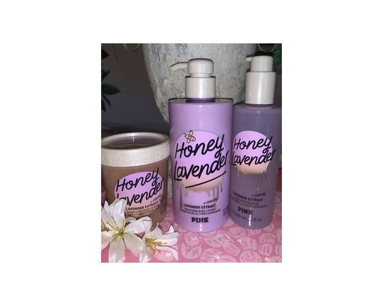 Victoria's Secret Pink Honey Lavender Body Lotion/Scrub/Oil New Trio Set