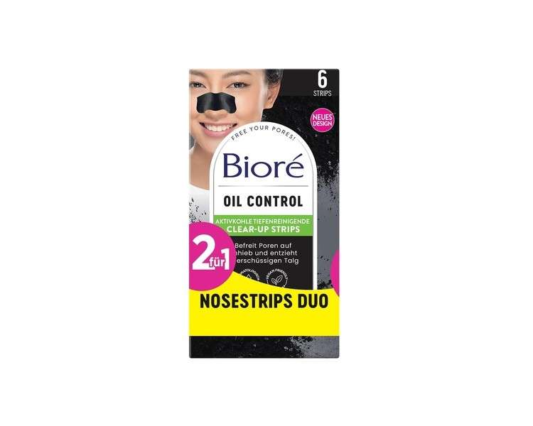 Biore Oil Control Deep Cleansing Nose Clear-Up Strips with Activated Charcoal - Visibly Refine Skin Texture