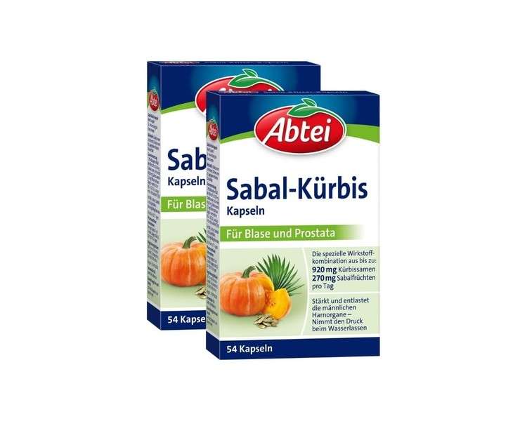 Abtei Sabal Pumpkin Capsules - Strengthens and Relieves Male Urinary Organs - Can Have a Positive Effect on the Bladder-Prostate System - 54 Capsules