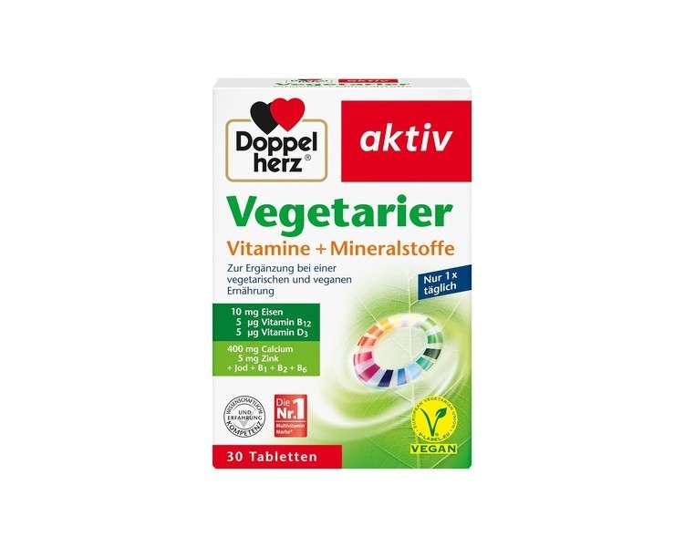 Doppelherz Vegetarian Vitamins + Minerals - Balanced Nutrients for Vegetarians and Vegans 30 Vegan Tablets