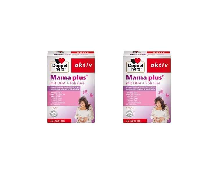 Doppelherz Mama Plus with DHA and Folic Acid - Important Nutrients for Women Trying to Conceive, During Pregnancy, and While Breastfeeding - 30 Capsules