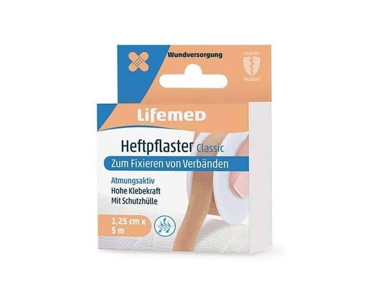 Lifemed Adhesive Tape 5m x 1.25cm Skin Color Classic - Easy Fixation of Bandages