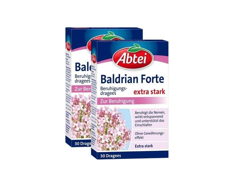 Abtei Baldrian Forte Herbal Supplement for Calming and Sleep Disorders 30 Dragees