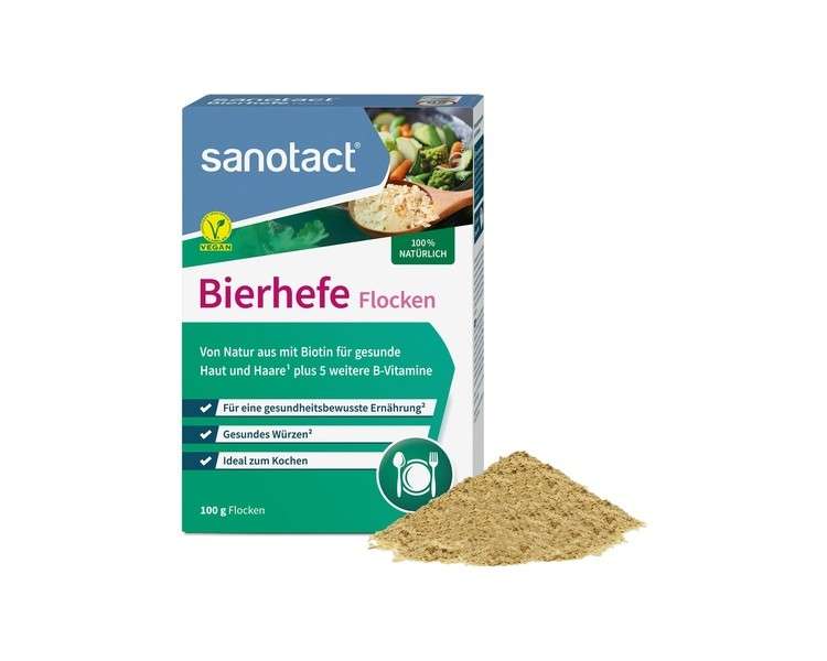 Sanotact Beer Yeast Flakes 100g with Biotin and 6 B-Vitamins for Skin Hair Nails