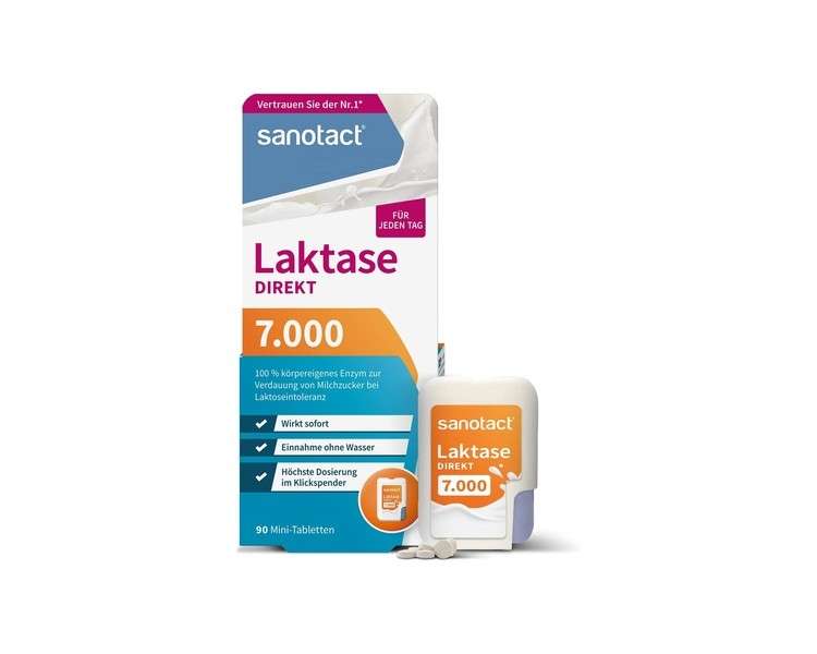 Sanotact Lactase 7,000 Direct 90 Mini-Lactose Tablets with Immediate Effect