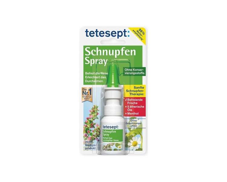 tetesept Cold Spray with 5 Essential Oils for Cold Relief - 1 x 20ml