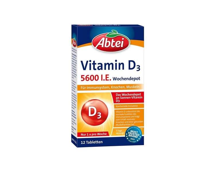 Abtei Vitamin D3 Forte Weekend Depot - High Dose to Support the Immune System, Bones, and Muscles