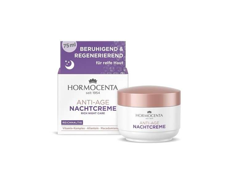 Hormocenta Anti-Aging Night Cream 75ml - Regenerating Rich Anti-Aging Care with Vitamin Complex, Allantoin, and Macadamia Nut Oil