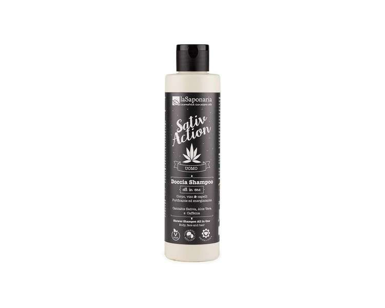 LA SAPONARIA SATIVA Men's Shower Shampoo All in One with Cannabis 200ml