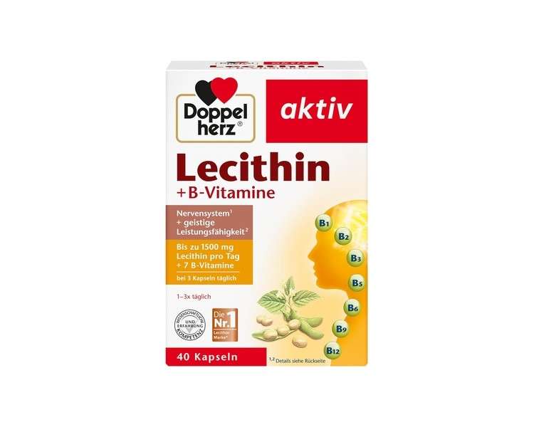 Doppelherz Lecithin Dietary Supplement with Vitamin B1, B2, and B6 for Normal Nervous System Function