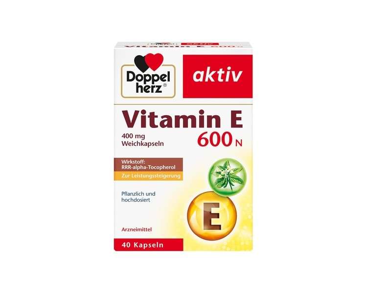 Doppelherz Vitamin E 600 N Soft Capsules - Herbal and High-Dose Medicinal Product for Performance Enhancement