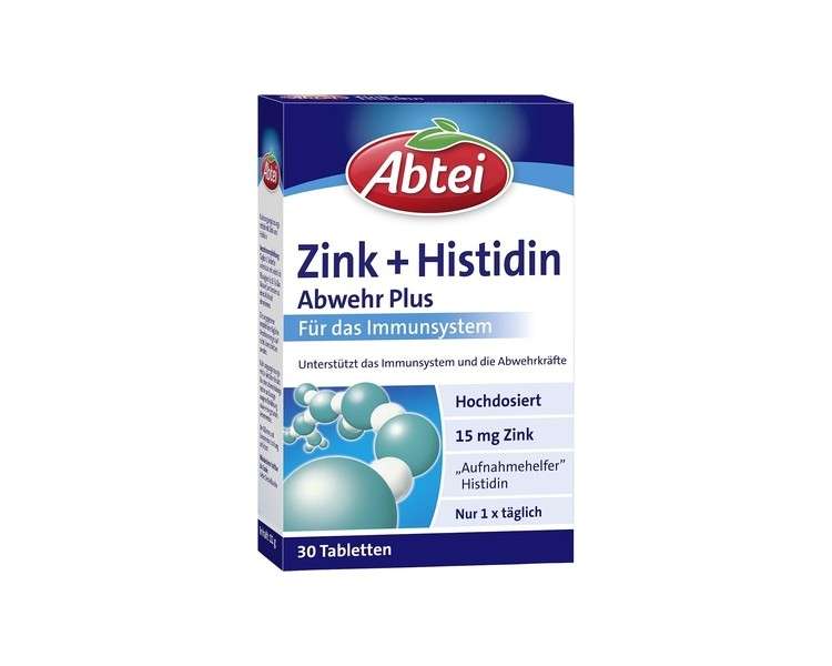 Abtei Zinc + Histidine Defense Plus High Dose Dietary Supplement for the Immune System 30 Tablets