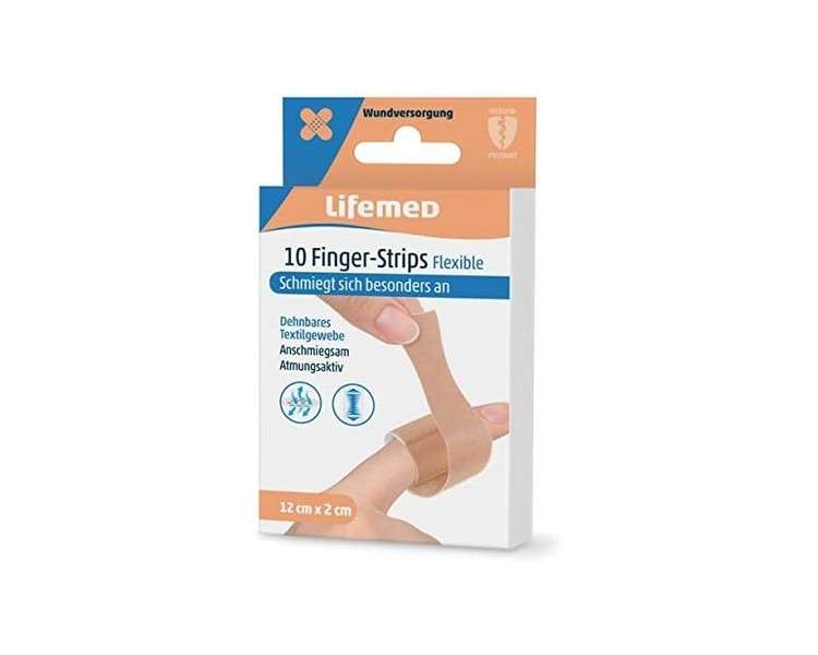 Lifemed 99010 Plaster 10 Finger Strips Flexible 12x2cm