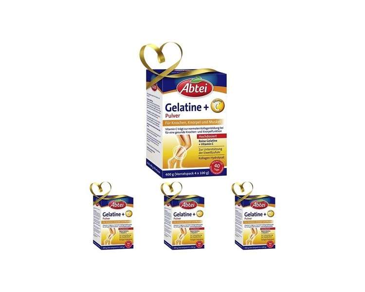 Abtei Gelatine Powder Plus Vitamin C for Muscles and Bones 400g - Pack of 4