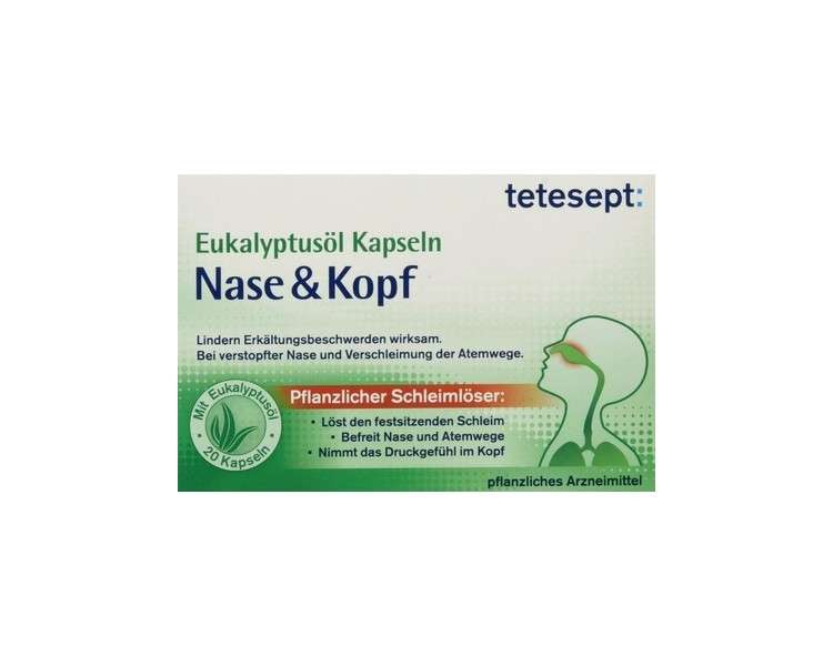 Tetesept Eucalyptus Oil Capsules Nose & Head 20 Pieces