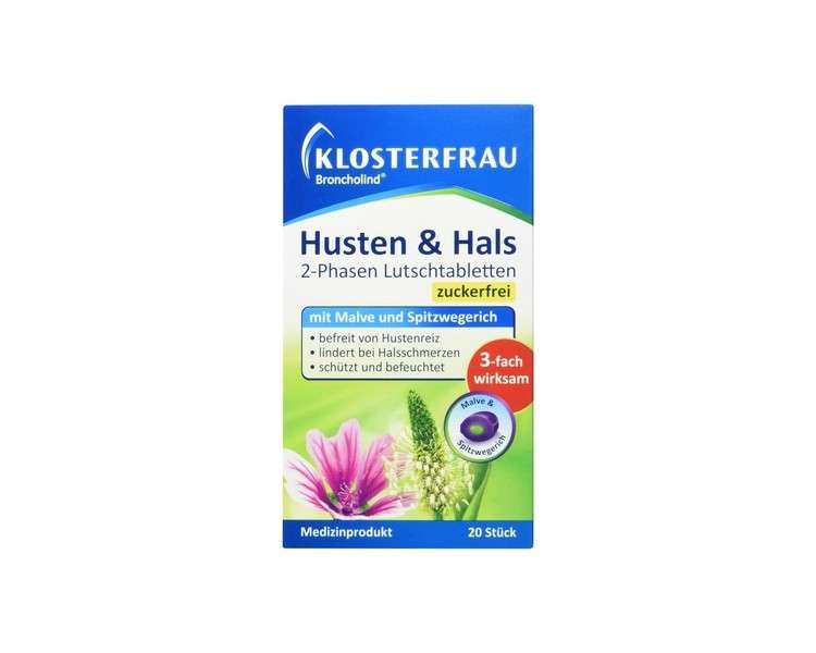 Klosterfrau Broncholind Lozenges for Cough and Throat with Mallow and Plantain Sugar-Free 20 Pieces