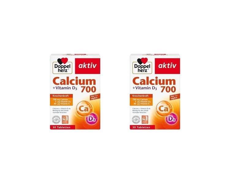 Doppelherz Calcium 700 + Vitamin D3 for Supporting Normal Bone Maintenance 30 Tablets