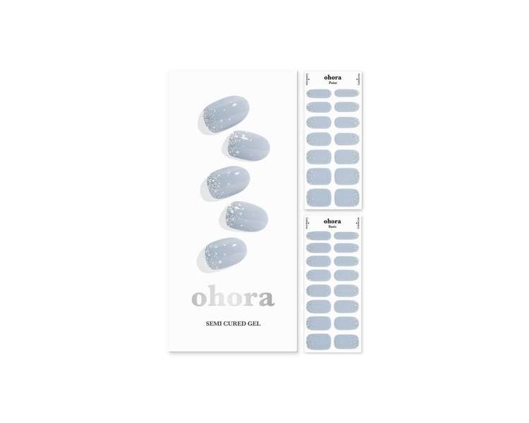 ohora Semi Cured Gel Nail Strips N Felice - Works with Any Nail Lamps Salon-Quality Long Lasting Easy to Apply & Remove - Includes 2 Prep Pads Nail File & Wooden Stick