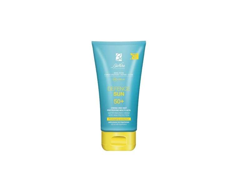 BioNike Defence Sun Face Cream Mat 50+ - Waterproof and Non-Sticky - Smooths and Repairs Skin 50ml
