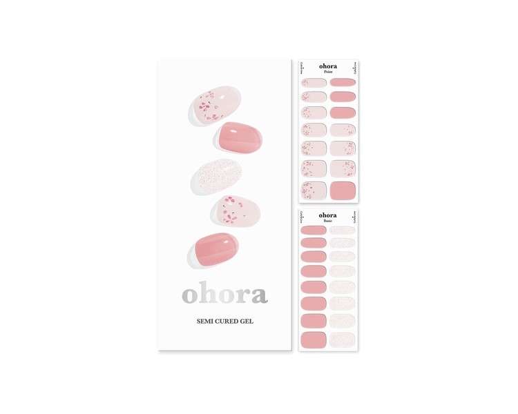 ohora Semi Cured Gel Nail Strips N Rose Diamond - Works with Any Nail Lamps Salon-Quality Long Lasting Easy to Apply & Remove - Includes 2 Prep Pads Nail File & Wooden Stick Pink