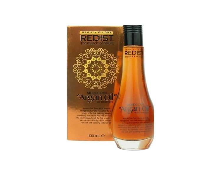 Redist Moroccan Argan Oil 100ml Glass Flacon Hair Care Oil Leave in Care Treatment Barber Hair Oil Scalp Oil Argan Oil Face Hair Conditioner Floral