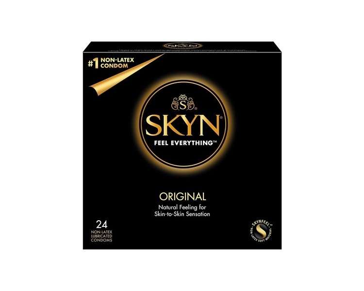 SKYN Original Condoms 24 Pack Skynfeel Latex-Free Condoms for Men Real Feel Super Delicate 53mm Width