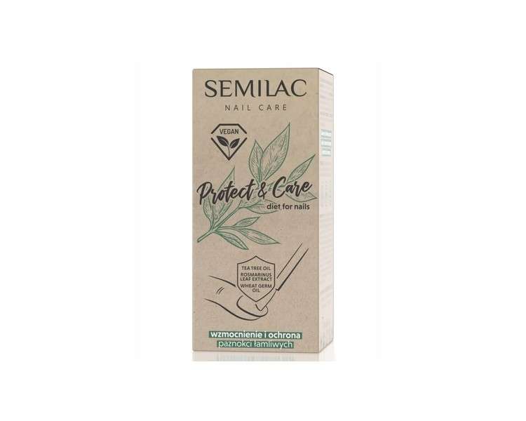 Semilac Nail Hardener Protect & Care for Strengthening and Protecting Brittle Nails Vegan Formula 7ml