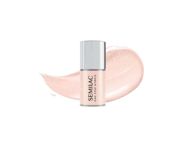 Semilac One Step Hybrid Nail Polish 3-in-1 Glitter Peach 5ml