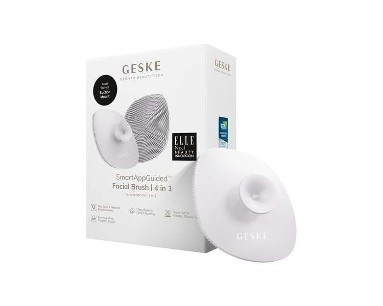 GESKE SmartAppGuided Facial Brush 4 in 1 Professional Cleansing Brush with Handle Silicone Facial Brush Skincare Gentle Cleansing Facial Cleanser Starlight