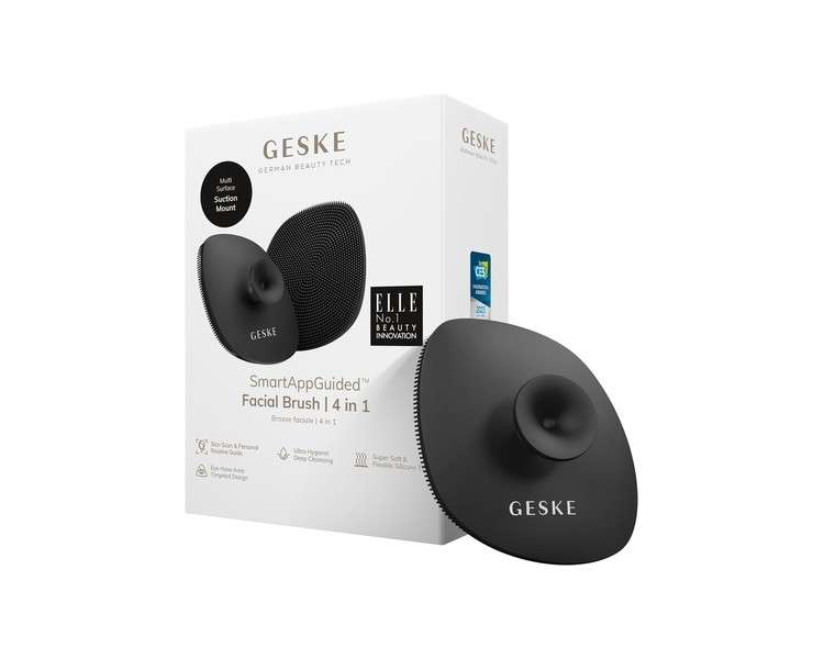 GESKE SmartAppGuided Facial Brush 4 in 1 Professional Cleansing Brush with Handle Soft Silicone Routine Skincare Gentle Cleansing Gray