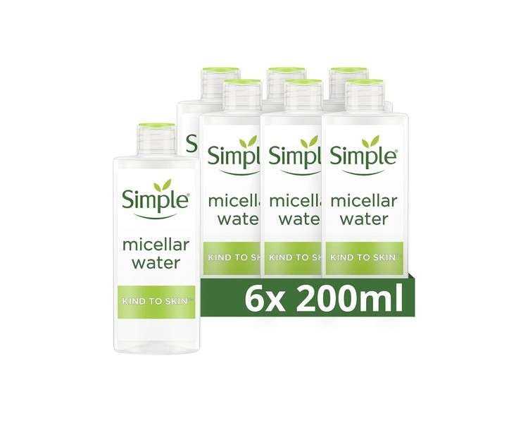 Simple Kind to Skin Cleansing Water Micellar 90% Hydration Boost Facial Cleanser and Makeup Remover 200ml