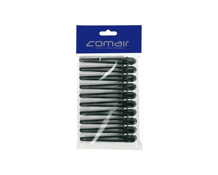 Comair Hair Clips Plastic/Aluminium Black - Pack of 10