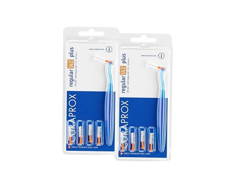 Curaprox Interdental Brushes CPS 14Z Regular Plus Orange 1.5mm Diameter 5mm Effectiveness Set of 10 Interdental Brushes CPS Regular 14Z and 2 UHS 451 Holders