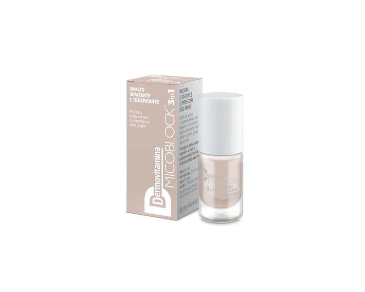 Dermovitamina Micoblock 3in1 Beige Nail Polish 5ml - Quick Drying Nail Polish for Damaged Nails with Special Moisturizing and Breathable Formulation - Elastic