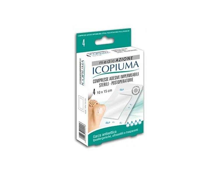 Icopiuma Postoperative Sterile Waterproof Adhesive Tablets 10x15cm - Pack of 4