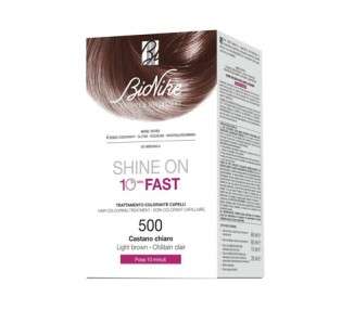 BioNike Shine On Fast Kit Hair Dye No. 500 Light Brown - Cream 60ml, Detector 60ml, Shampoo 15ml, Balm 20ml