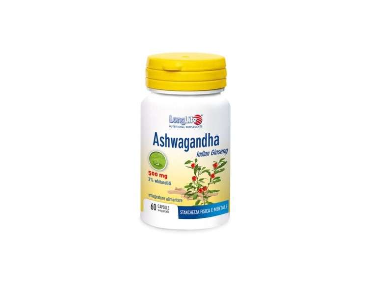 Ashwagandha 500mg LongLife Herbal Supplement 60 Capsules