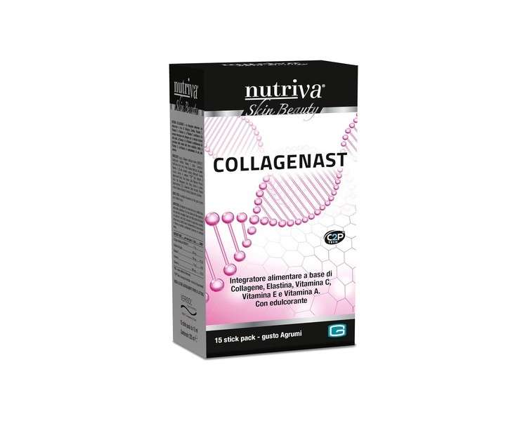 Nutriva Collagenast Collagen Supplement with Elastin 2.5g Hydrolyzed Collagen Vitamin E A C Skin Supplement Anti-Wrinkle for Women and Men Long Lasting