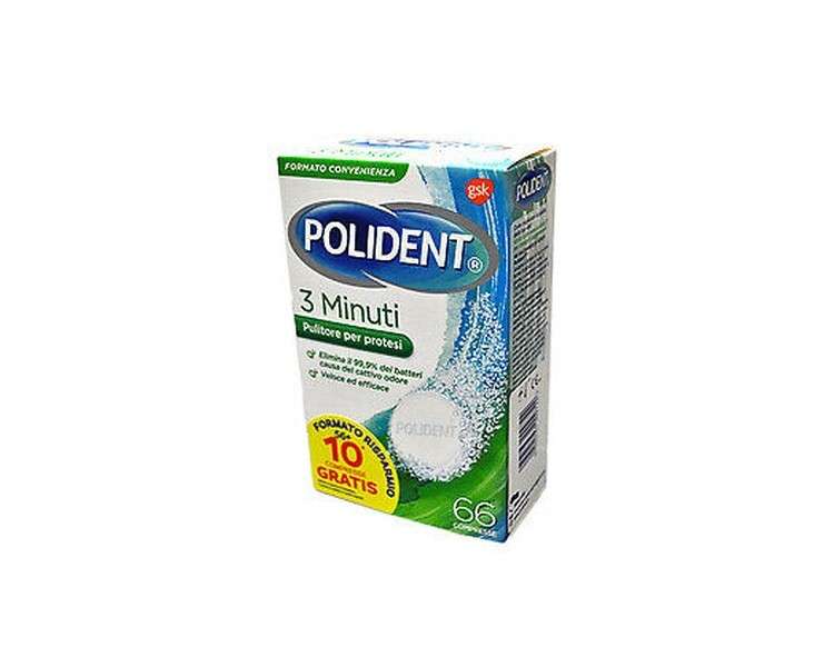 Polident 3 Minutes 66 Denture Cleaning Tablets