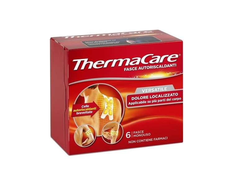 ThermaCare Versatile Self-Warming Heat Wraps for Localized Pain 8 Hours Constant Heat 6 Disposable Wraps Red